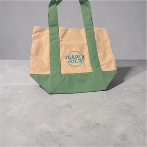 Green and Cream mini Tote Bag -Trader Joes Tote Bags
